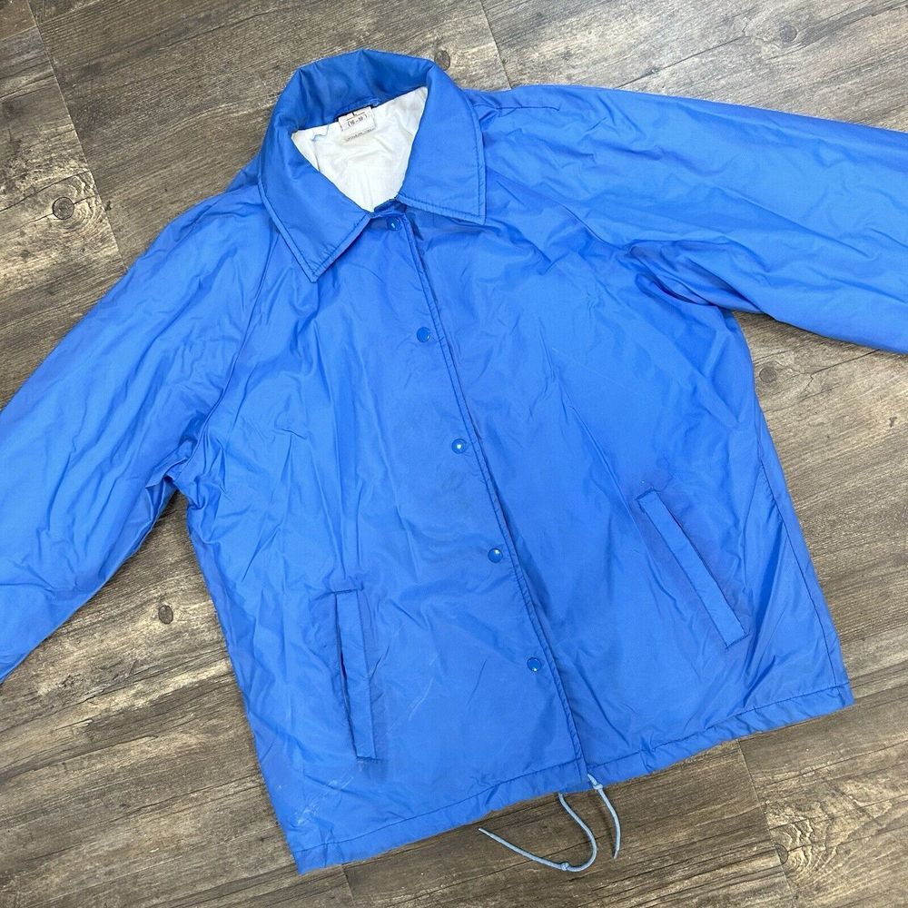 Vintage Sears Snap Nylon Jacket Blue Women‎ Size Large Solid